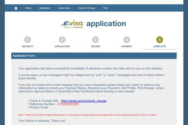 カンボジアe-VISAオンライン申請