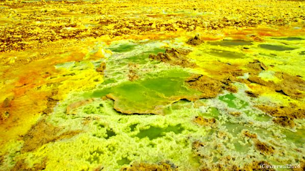 【エチオピア・ダナキル砂漠】地下から塩水が噴き出しているところ