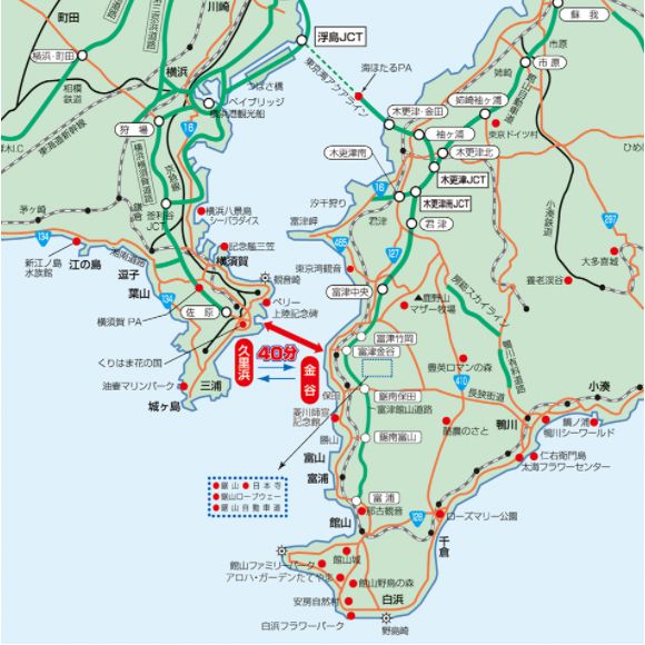 東京湾フェリー・航路マップ 