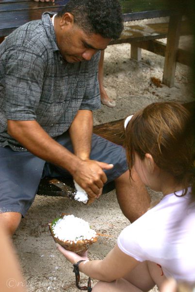 ココナッツを削る（タヒチ） Coconuts, Tahiti