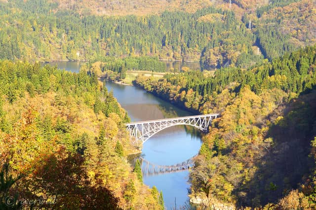 福島県・第一只見川橋梁からの紅葉 The 1st Tadami Line / Tadamigawa River Bridge